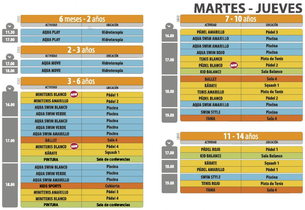 Horarios infanties